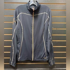 Tommie Copper Zip Up Jacket Black Athletic Compression Zip Front Women’s L